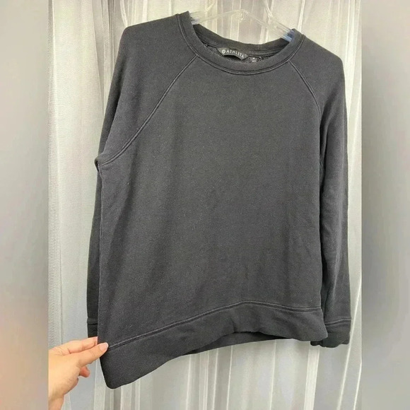 Athleta Basic Black Crew Neck Sweatshirt Cozy Baggy Cotton Blend Women’s Medium - Picture 11 of 12